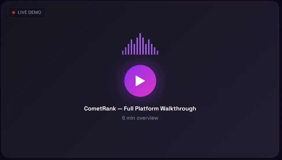 CometRank — Full Platform Walkthrough